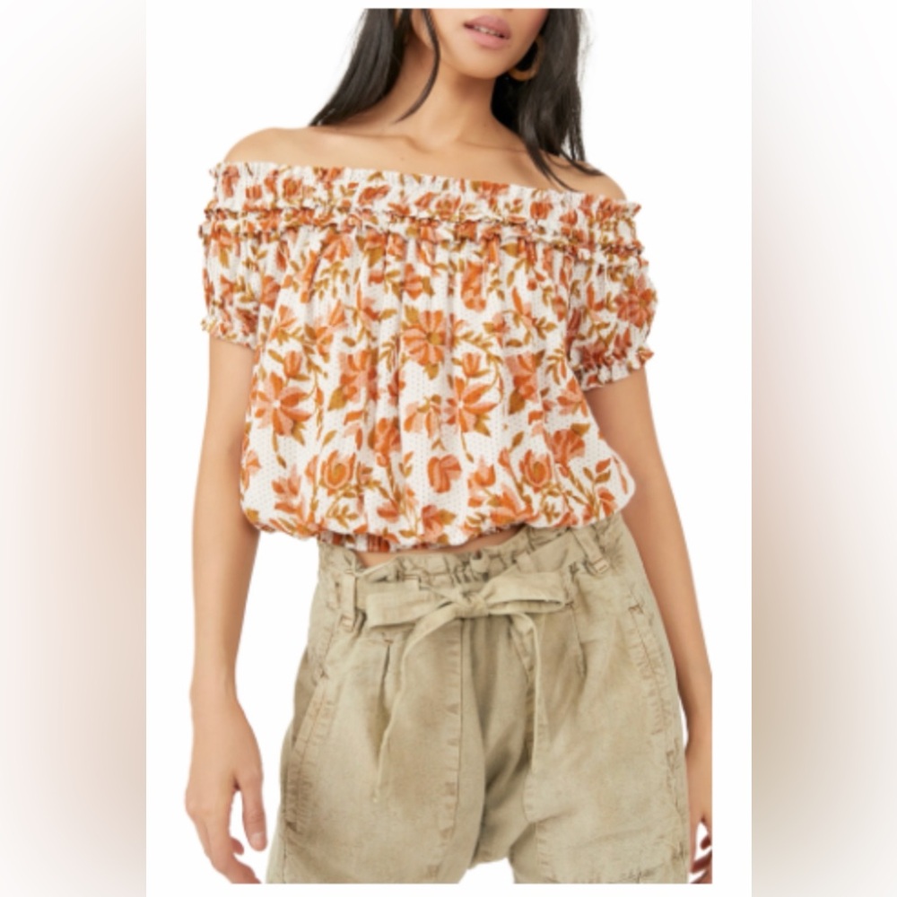 Free people Suki Floral Off the Shoulder Top